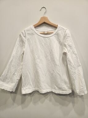 Women's White Eyelet Sleeve Top